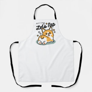 Butt First, Let's Nap – Cute Corgi Butt Cartoon Apron