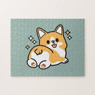 Butt First, Let's Nap – Cute Corgi Butt Cartoon Jigsaw Puzzle
