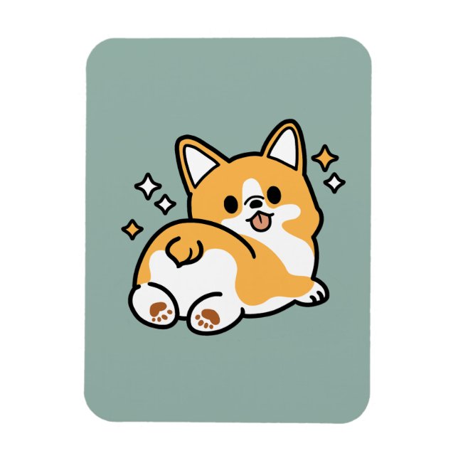Butt First, Let's Nap – Cute Corgi Butt Cartoon Magnet (Vertical)