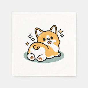 Butt First, Let's Nap – Cute Corgi Butt Cartoon Napkin