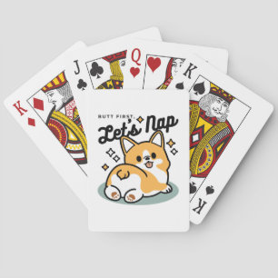 Butt First, Let's Nap – Cute Corgi Butt Cartoon Playing Cards