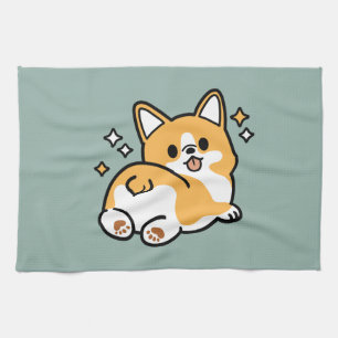 Butt First, Let's Nap – Cute Corgi Butt Cartoon Tea Towel