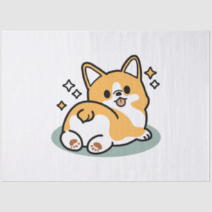 Butt First, Let's Nap – Cute Corgi Butt Cartoon Tissue Paper