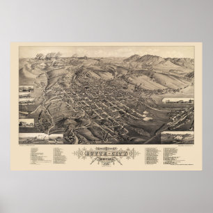 Butte City, MT Panoramic Map - 1884 Poster