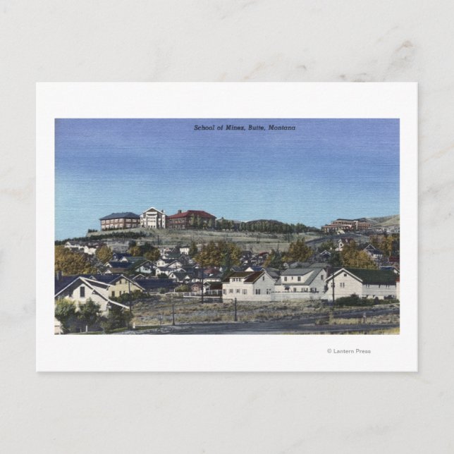 Butte, Montana - School of Mines View of Postcard (Front)