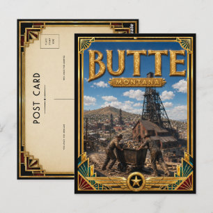 Butte Montana Vintage Art Deco Golden Age Postcard