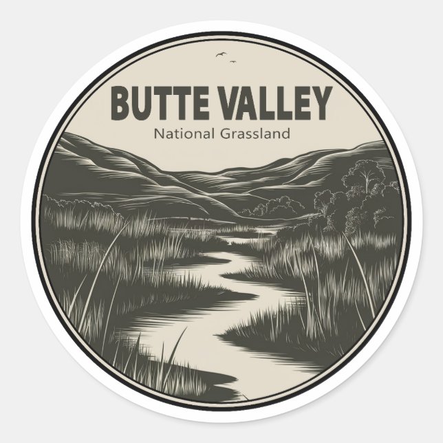 Butte Valley National Grassland California Stream Classic Round Sticker (Front)