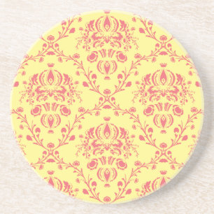 Butter and Cranberry Damask Coaster