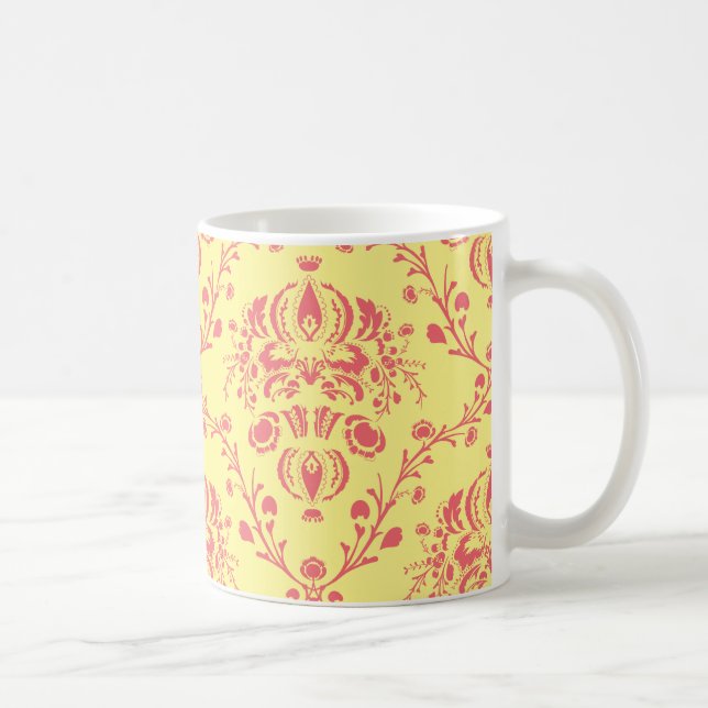 Butter and Cranberry Damask Coffee Mug (Right)