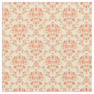 Butter and Cranberry Damask Fabric