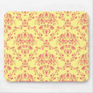 Butter and Cranberry Damask Mouse Mat