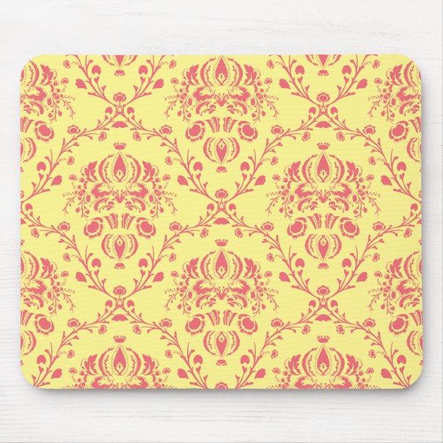 Butter and Cranberry Damask Mouse Mat (Front)