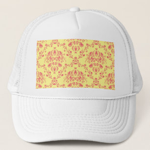 Butter and Cranberry Damask Trucker Hat