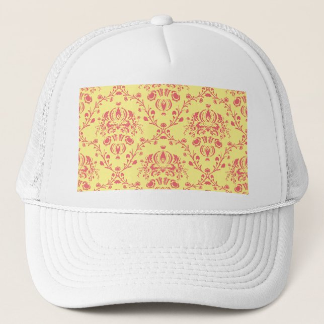Butter and Cranberry Damask Trucker Hat (Front)