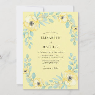Butter Aqua Foliage Eucalyptus Wedding Invitation
