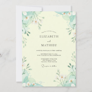 Butter Aqua Leafy Wedding Invitation
