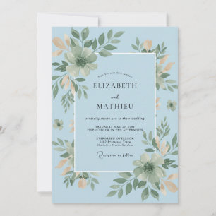 Butter Azure Foliage Eucalyptus Wedding Invitation