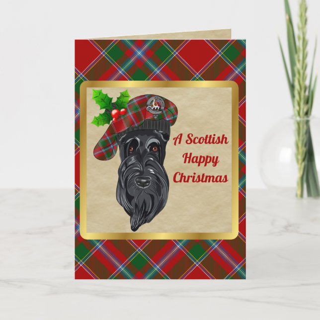 Butter Badge & Tartan  Personalised Xmas Card (Front)