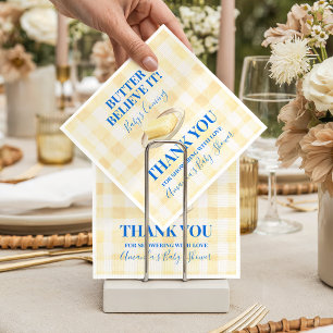 Butter Believe It Yellow Gingham Boy Baby Shower Napkin