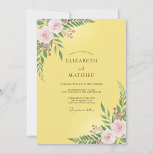 Butter Blush Leafy Wedding Invitation
