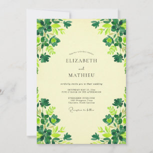 Butter Chartreuse Clover Eucalyptus Wedding Invitation