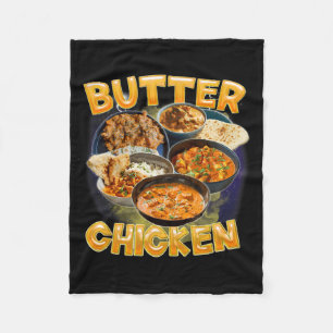 Butter Chicken Meme Indian Food Murgh Makhani Vint Fleece Blanket