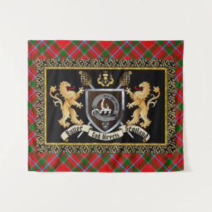 Butter Clan Badge & Motto w/Lions  Tapestry