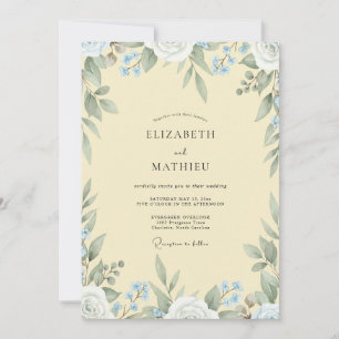Butter Cornflower Leaf Wedding Invitation