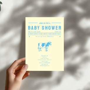 Butter Cow Blue Boy Baby Shower Invitation