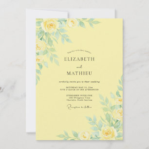 Butter Cream Leafy Wedding Invitation