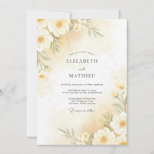 Butter Cream Peony Wedding Invitation
