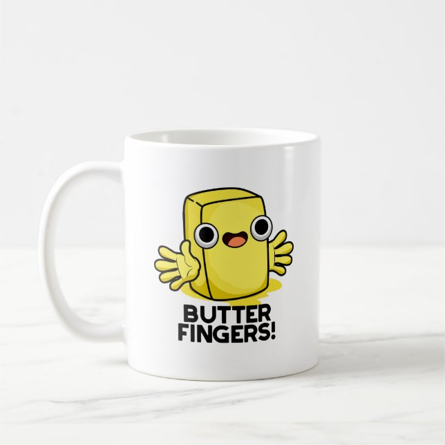 Butter Fingers Funny Butter Food Pun  Coffee Mug (Left)