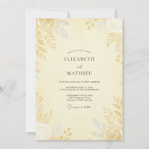 Butter Gold Rose Wedding Invitation