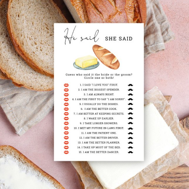 Butter - He said she said bridal shower game (Creator Uploaded)