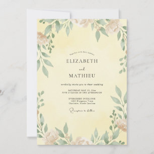 Butter Lemon Leafy Wedding Invitation
