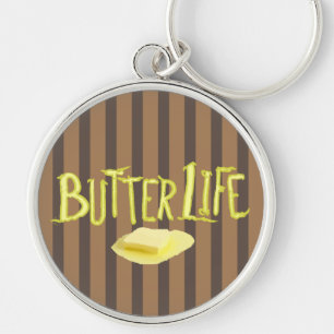 Butter Life Brown Stripes BG Key Ring