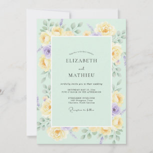 Butter Lilac Peony Wedding Invitation
