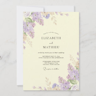 Butter Lilac Wisteria Wedding Invitation