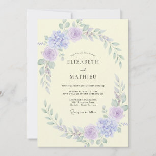 Butter Lilac Wreath Wedding Invitation