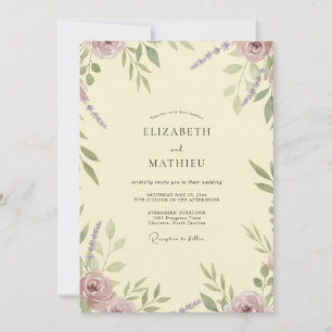 Butter Mauve Leaf Wedding Invitation