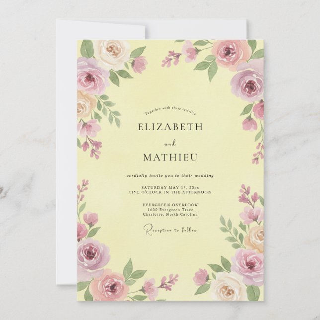 Butter Mauve Petal Wedding Invitation (Front)