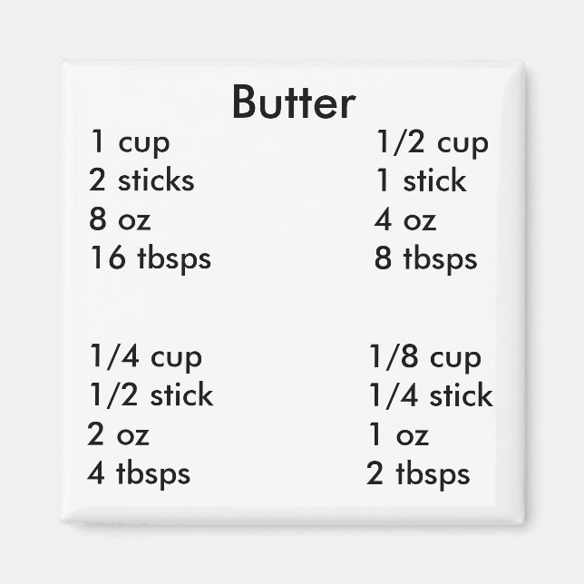 Butter measurements magnet (Front)