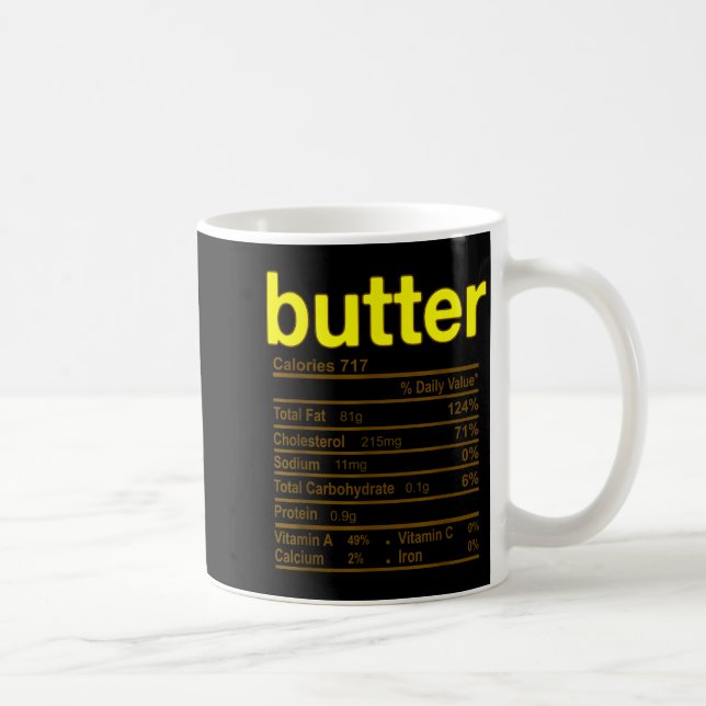 Butter Nutrition Facts Funny Thanksgiving Christma Coffee Mug (Right)