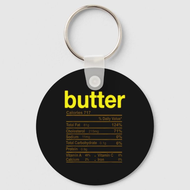 Butter Nutrition Facts Funny Thanksgiving Christma Key Ring (Front)