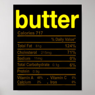 Butter Nutrition Facts Funny Thanksgiving Christma Poster