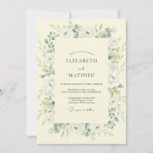 Butter Olive Leafy Wedding Invitation