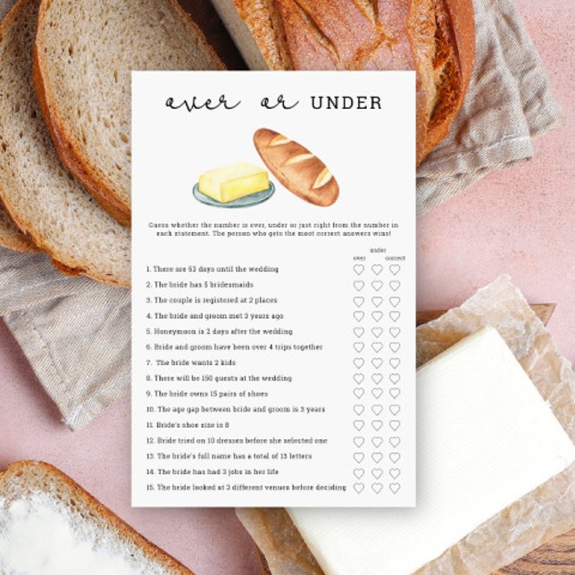Butter - Over or Under bridal shower game (Creator Uploaded)