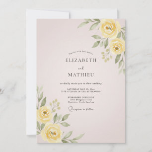 Butter Pastel Pink Petal Wedding Invitation