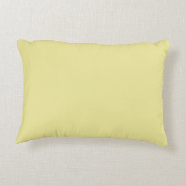 Butter Pastel Yellow Solid Color 2022 Trending Hue Decorative Cushion (Back)