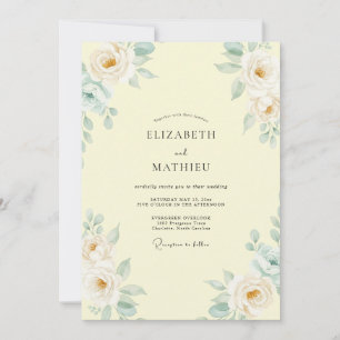 Butter Peach Foliage Eucalyptus Wedding Invitation